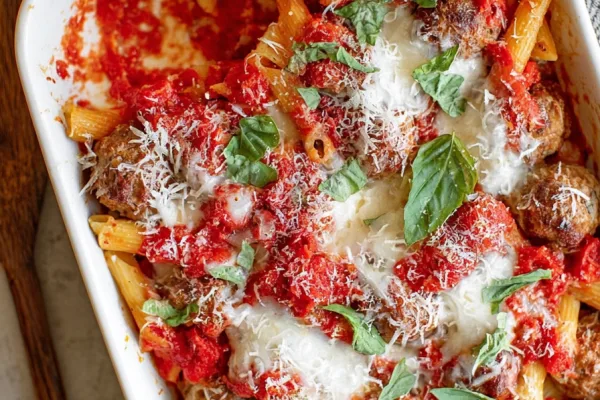 Baked Meatballs Pasta Casserole