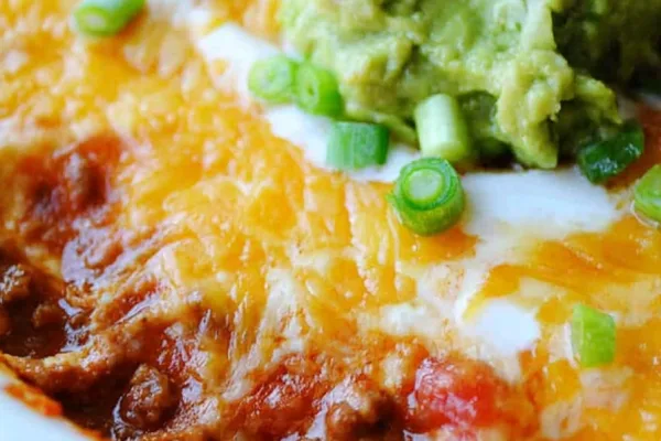 Cheesy Beef Bean Enchilada Dip