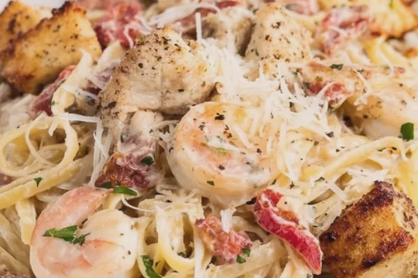 Chicken Shrimp Carbonara Linguine