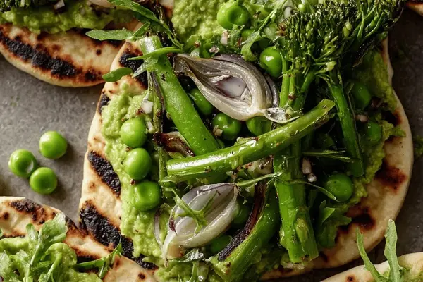 Grilled Pitas with Green Veggies