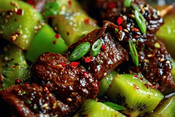 Korean Kiwi Beef Skewers