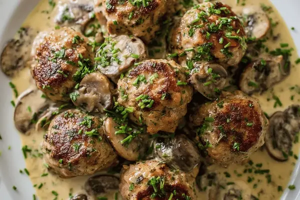 Pork Meatballs with Mushroom Sauce