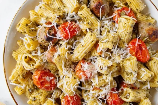 Sausage Pesto Pasta Bake