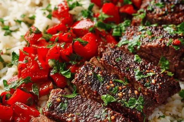 Spiced Beef with Herbed Rice