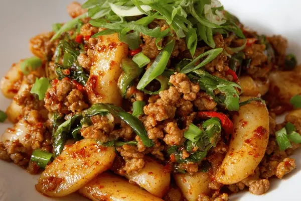 Spicy Pork Rice Cakes