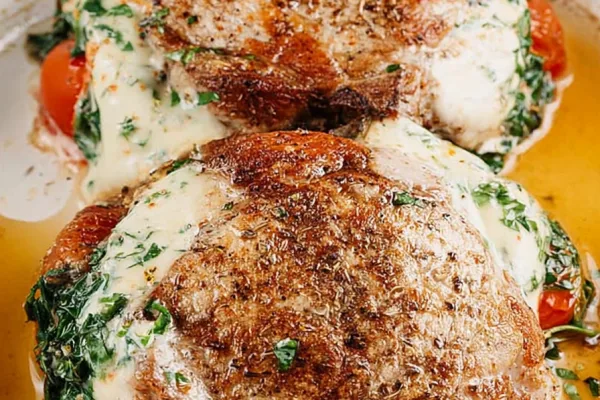 Spinach Stuffed Pork Chops