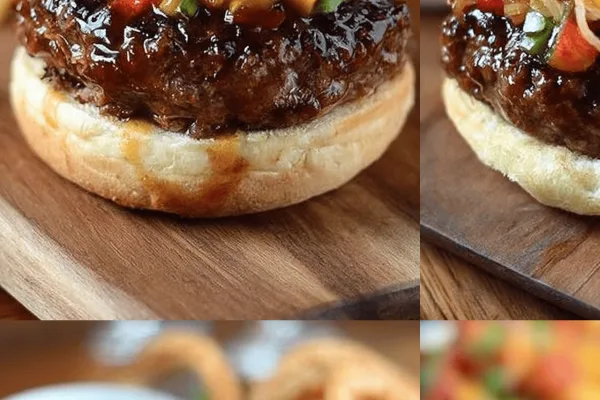 Sticky Sweet Pork Burgers Peach Salsa