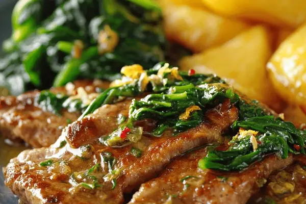 Veal Escalopes Marsala Spinach